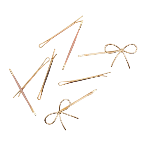 Metal Enamel Bobby Pins Set Rosewood
