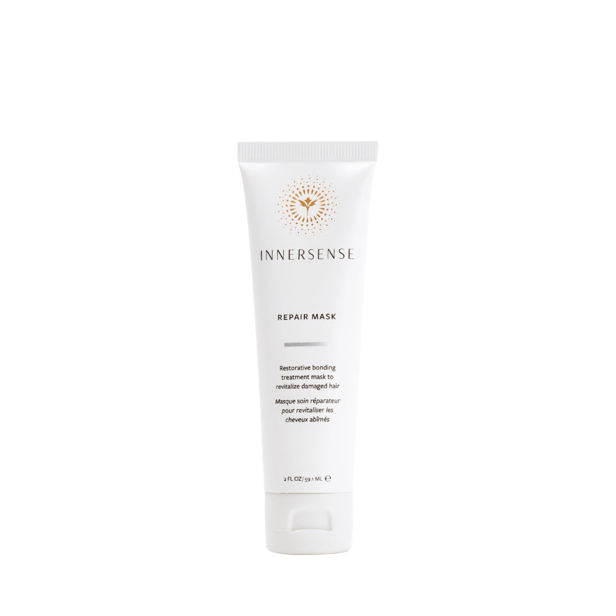 INNERSENSE Repair Mask – weiße Tube 59,1 ml, weißer Verschluss, weißer Hintergrund – Haarpflege
