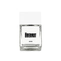 Übermut Parfum – klares Glasflakon 50ml, weißer Deckel, weißer Hintergrund – Parfüm