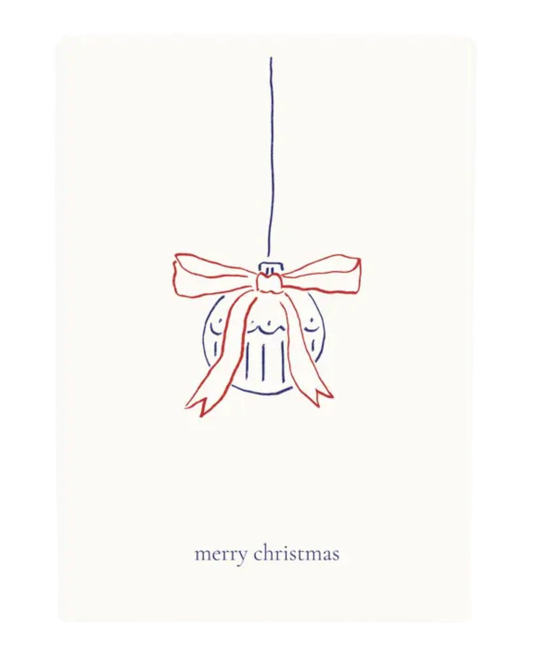 Postkarte 'merry christmas Christbaumkugel' – minimalistische Zeichnung, cremefarbener Hintergrund – Weihnachtskarten