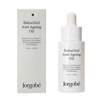 Jorgobé Bakuchiol Anti-Ageing Oil – white glass bottle 30ml with dropper cap, cream background – skin care