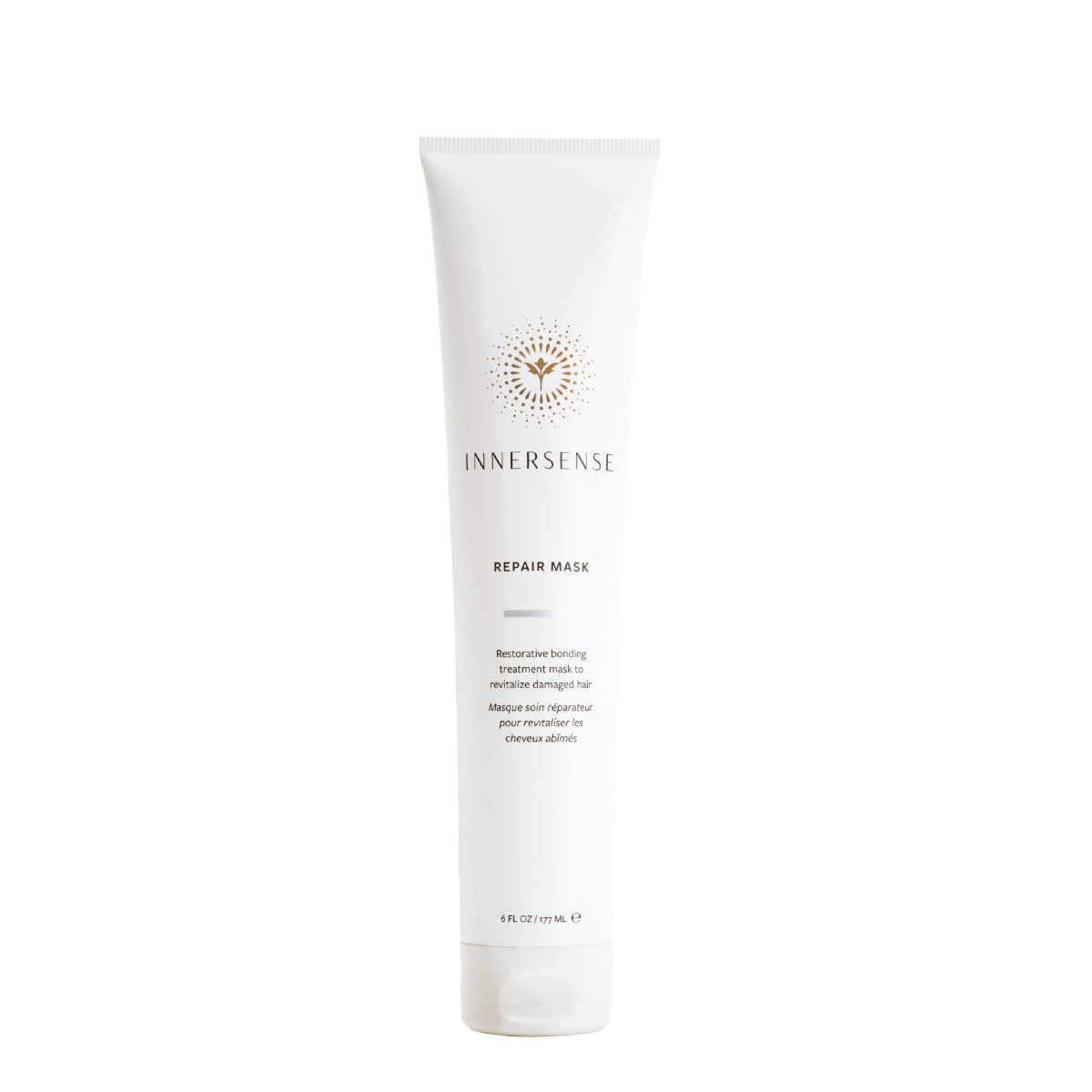 INNERSSENSE Repair Mask – weiße Tube 177ml, weißer Deckel, weißer Hintergrund – Haarpflege