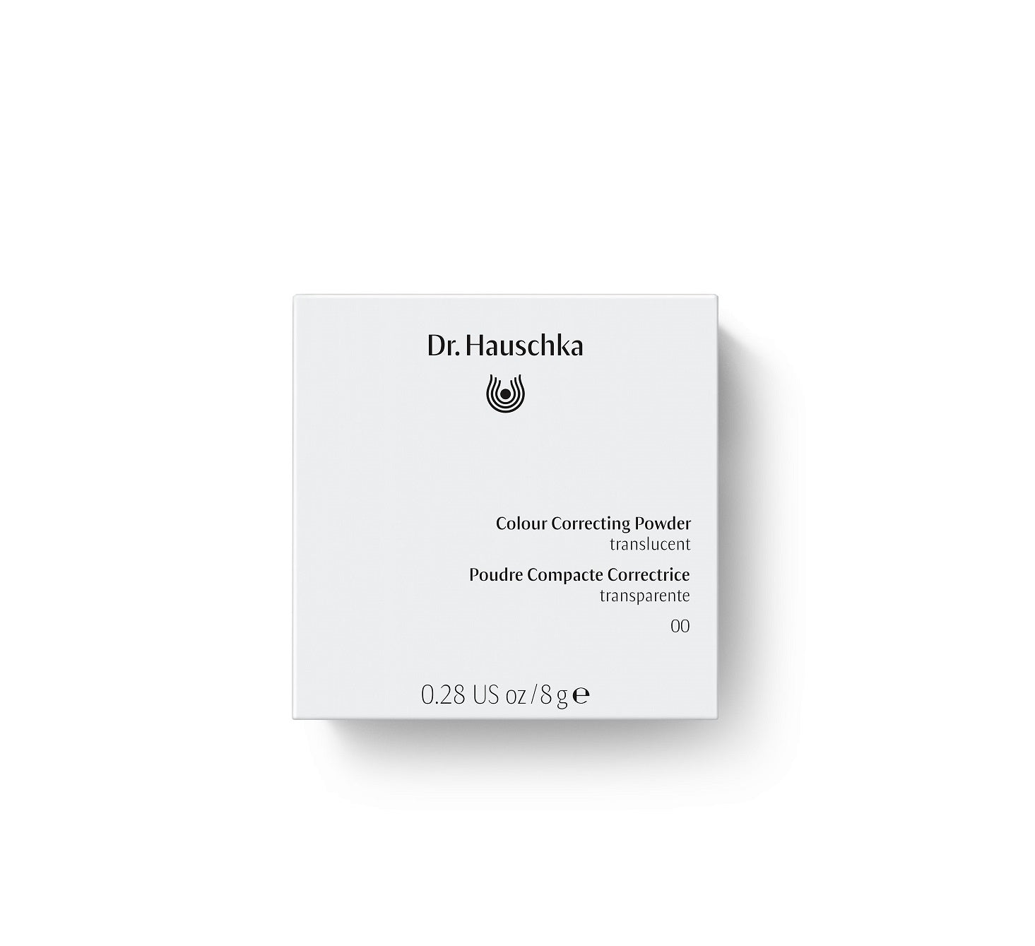 Dr. Hauschka Colour Correcting Powder 00 – weißes Puderdöschen 8g, transparent, weißer Hintergrund – Make-up