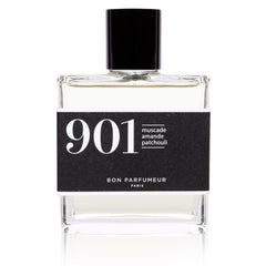 Bon Parfumeur 901 Nutmeg – klares Glasfläschchen 100ml, schwarzer Deckel, weißer Hintergrund – Parfüm