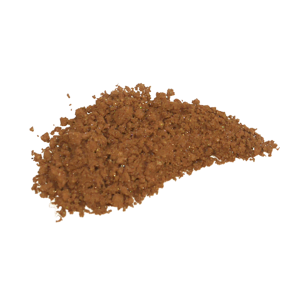Mineral Foundation Hot Chocolate SPF 30 – brauner Puderhaufen auf weißem Hintergrund – Make-up