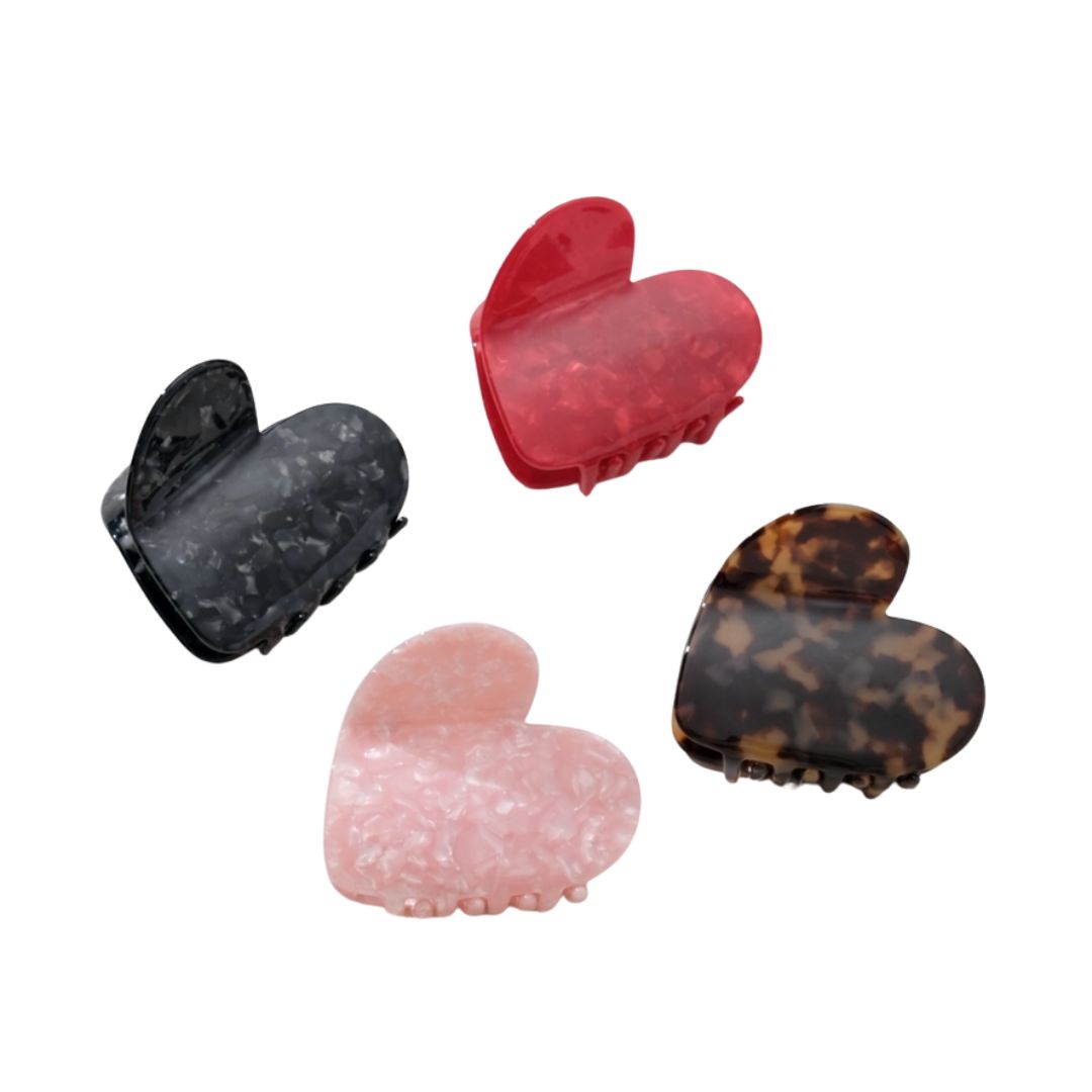 Haarklammer Herz Onyx – heart-shaped hair clip in onyx design, white background – hair styling