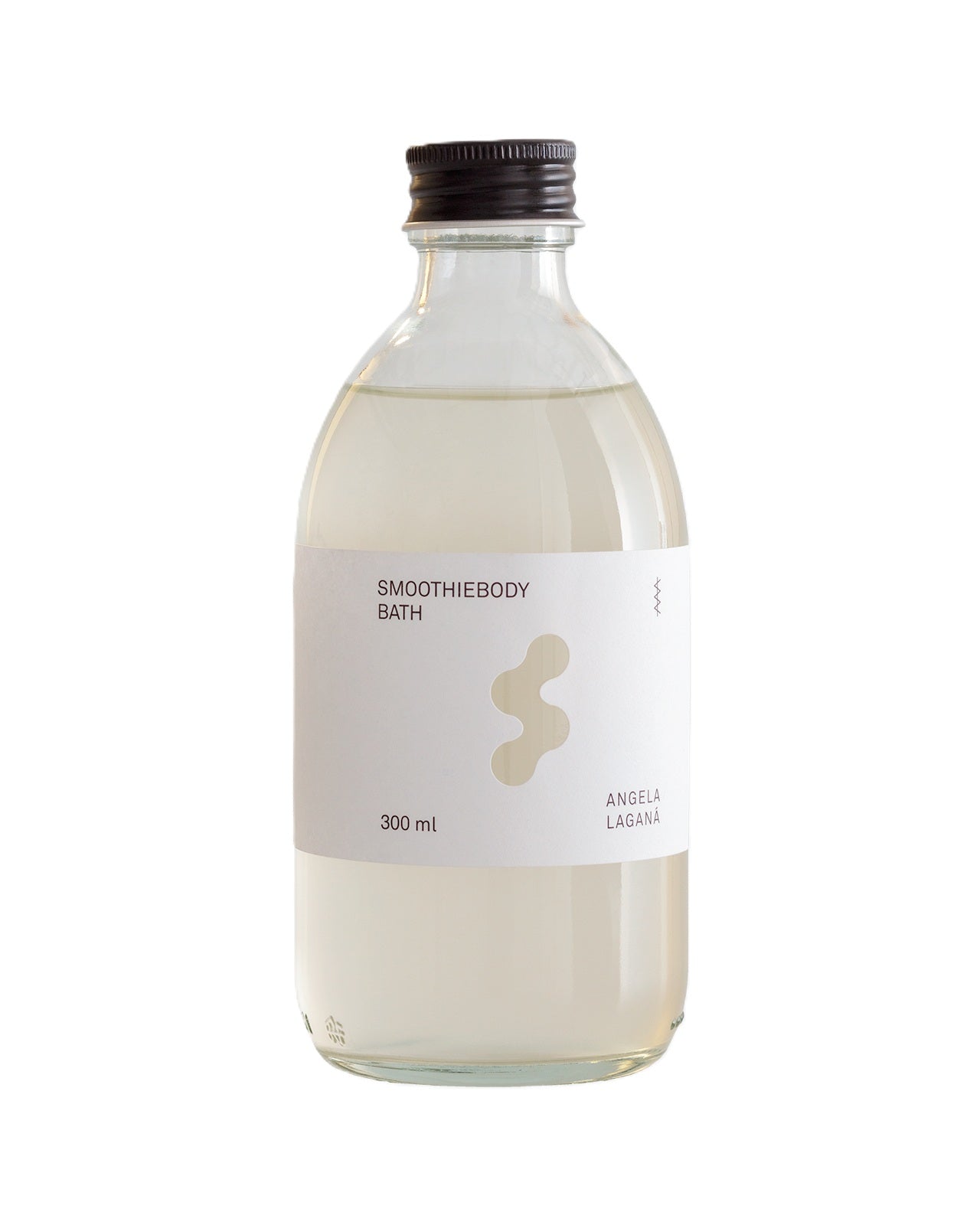 Smoothiebody Bath Urban Botanical – 300ml Glasflasche mit schwarzem Schraubdeckel, weißem Etikett und Hintergrund – Körperpflege