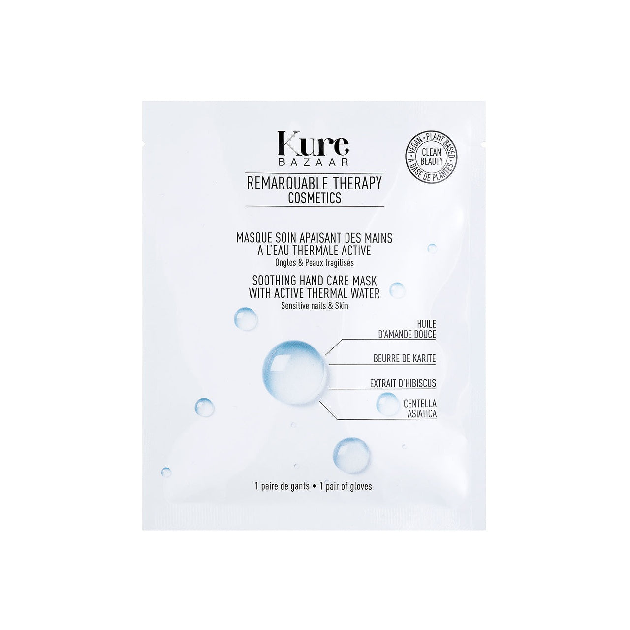 Kure Bazaar Remarquable Therapy Handpflegemaske – weiße Einwegverpackung, 1 Paar Handschuhe, weißer Hintergrund – Handpflege