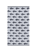 Orca Organic Cotton Beach Towel – light gray with black orcas, white background – beach towel