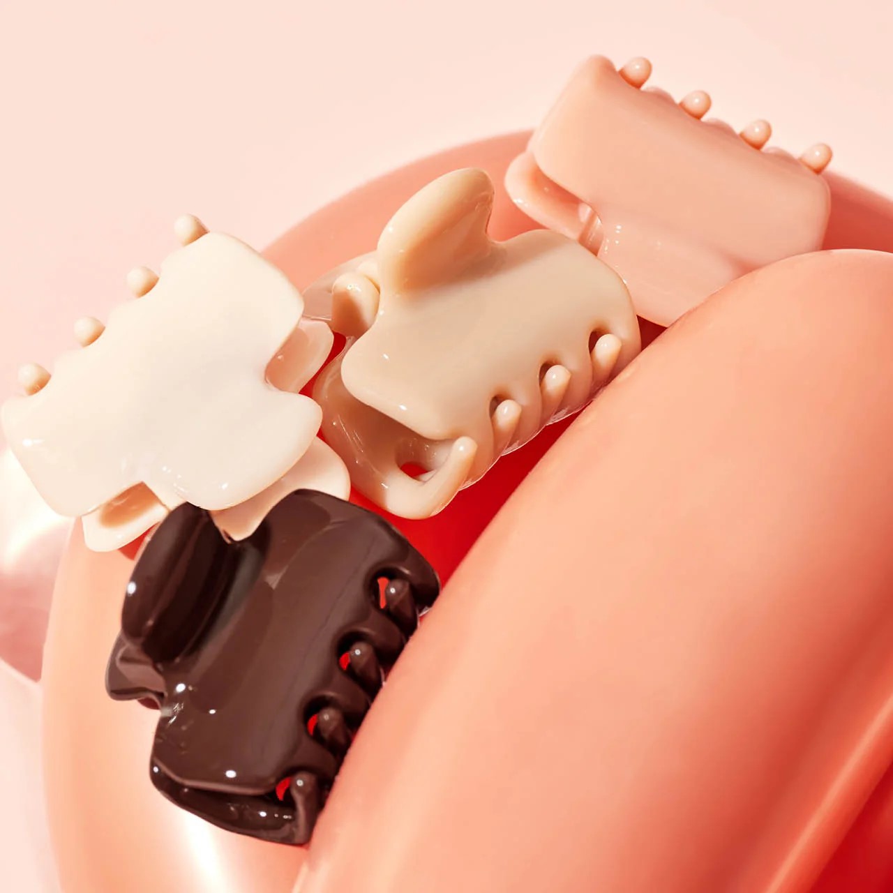 Mini Puffy Claw Clips Set Rosewood
