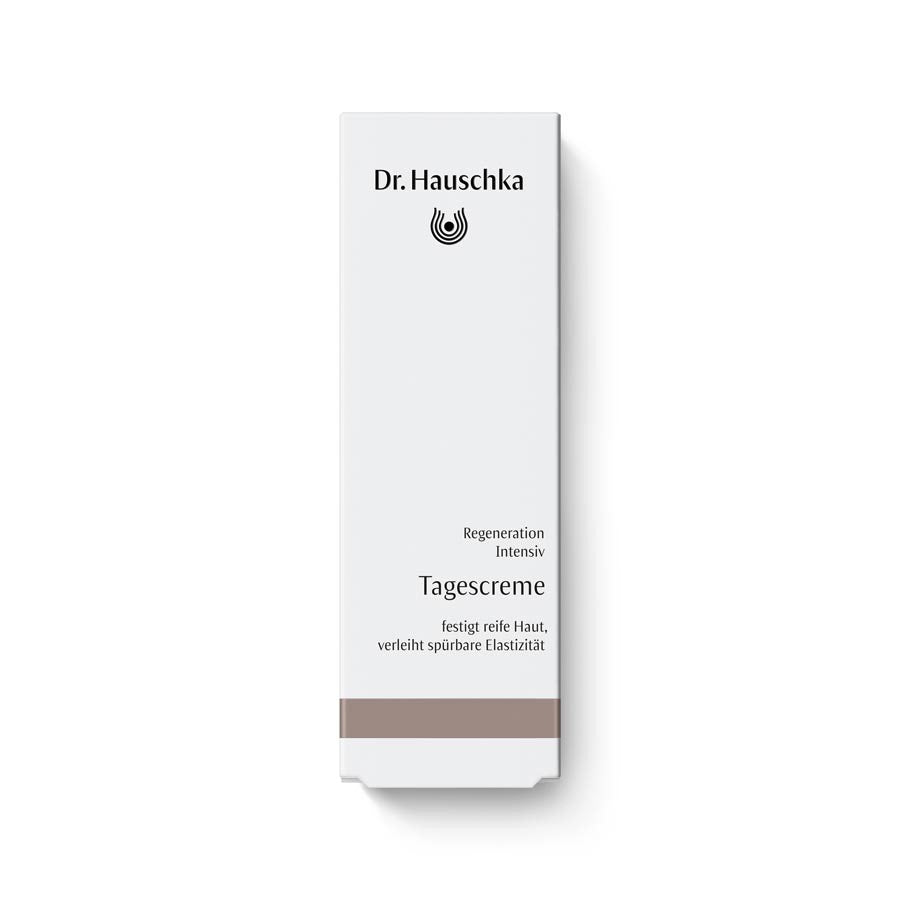 Dr. Hauschka Regenerating Day Cream Intensive – white cardboard box with brown stripe, white background – skin care