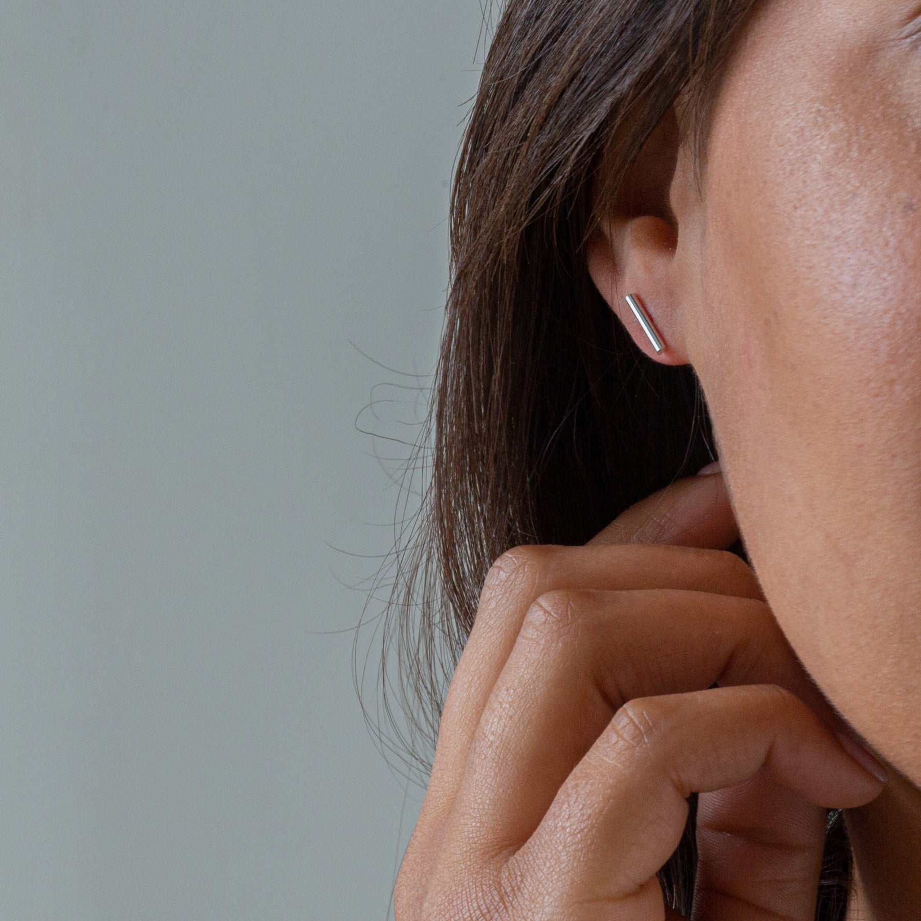 Pillar Understated Stud Earrings Silver