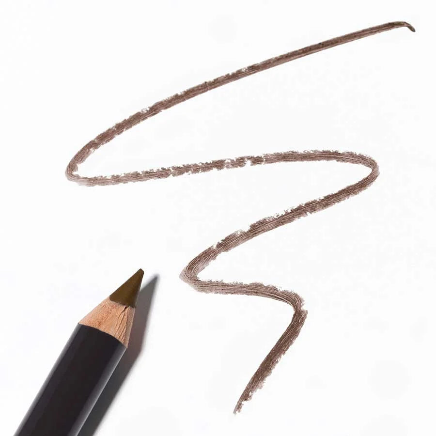 Eye Definer 02 Brown – brauner Augenstift mit schwarzer Hülle, braune Linie auf weißem Hintergrund – Augen-Make-up