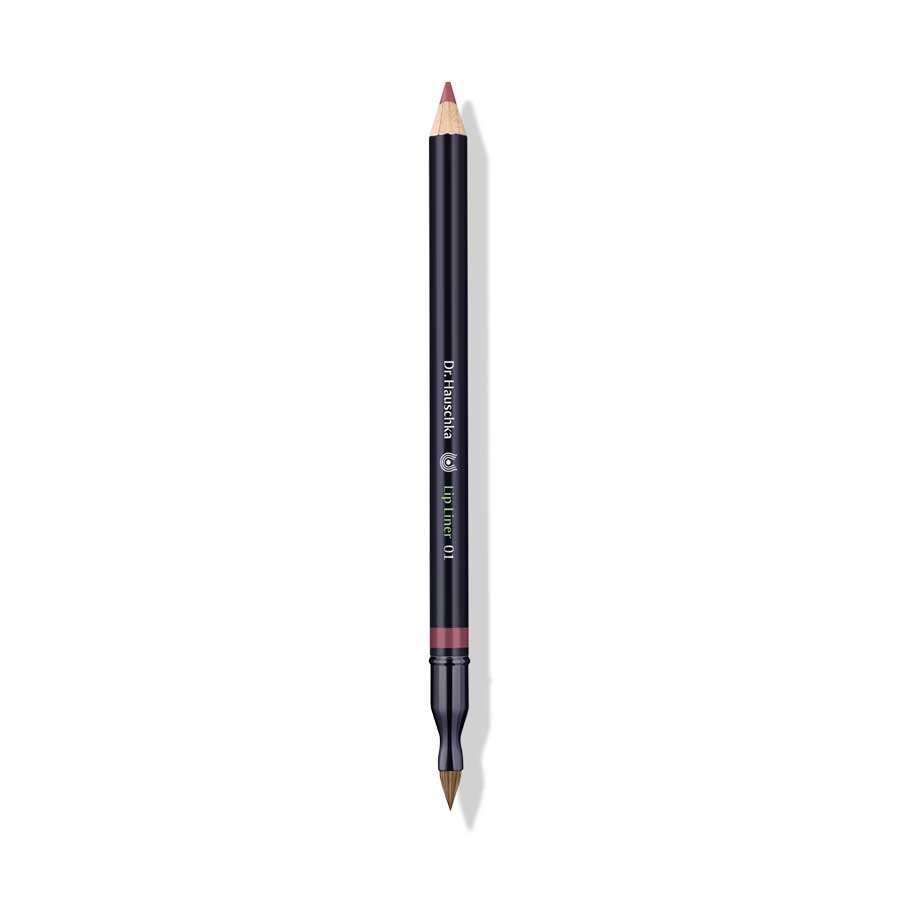 Dr. Hauschka Lip Liner 01 Tulipwood – schwarzer Stift mit rosafarbener Spitze, weißer Hintergrund – Lippenkontur