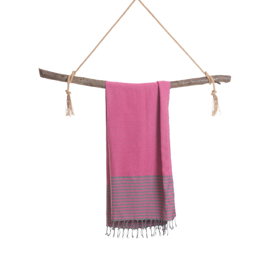 Hamamtuch Sahara Pink/Grau