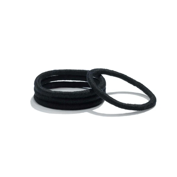 Plastic Free Round Hair Ties Black – soft black ties on white background – hair care