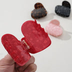 Heart Hair Clip Cherry Red – glossy acrylic, heart shape, white background – hair styling