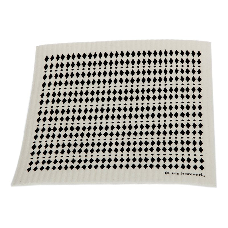 iris hantverk Haushaltstuch Diamond Black – cremefarben mit schwarzem Rautenmuster, weißer Hintergrund – Haushaltsprodukt