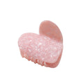 Pink Heart Hair Clip – pearlescent pink hair claw, white background – hair styling