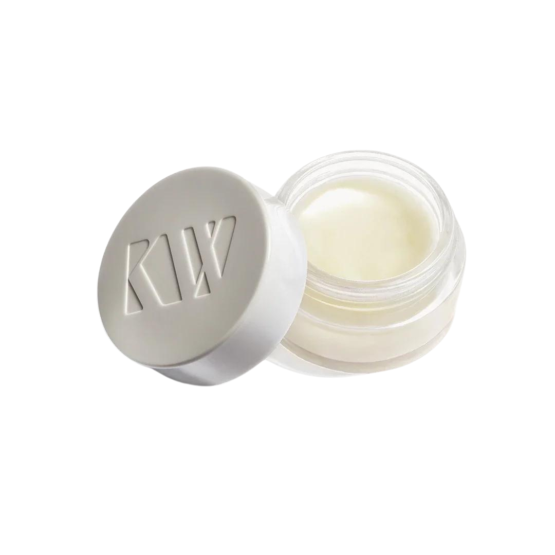 The Beautiful Eye Balm – kleiner Glasbehälter mit weißem Deckel, cremefarbener Inhalt, weißer Hintergrund – Augenpflege