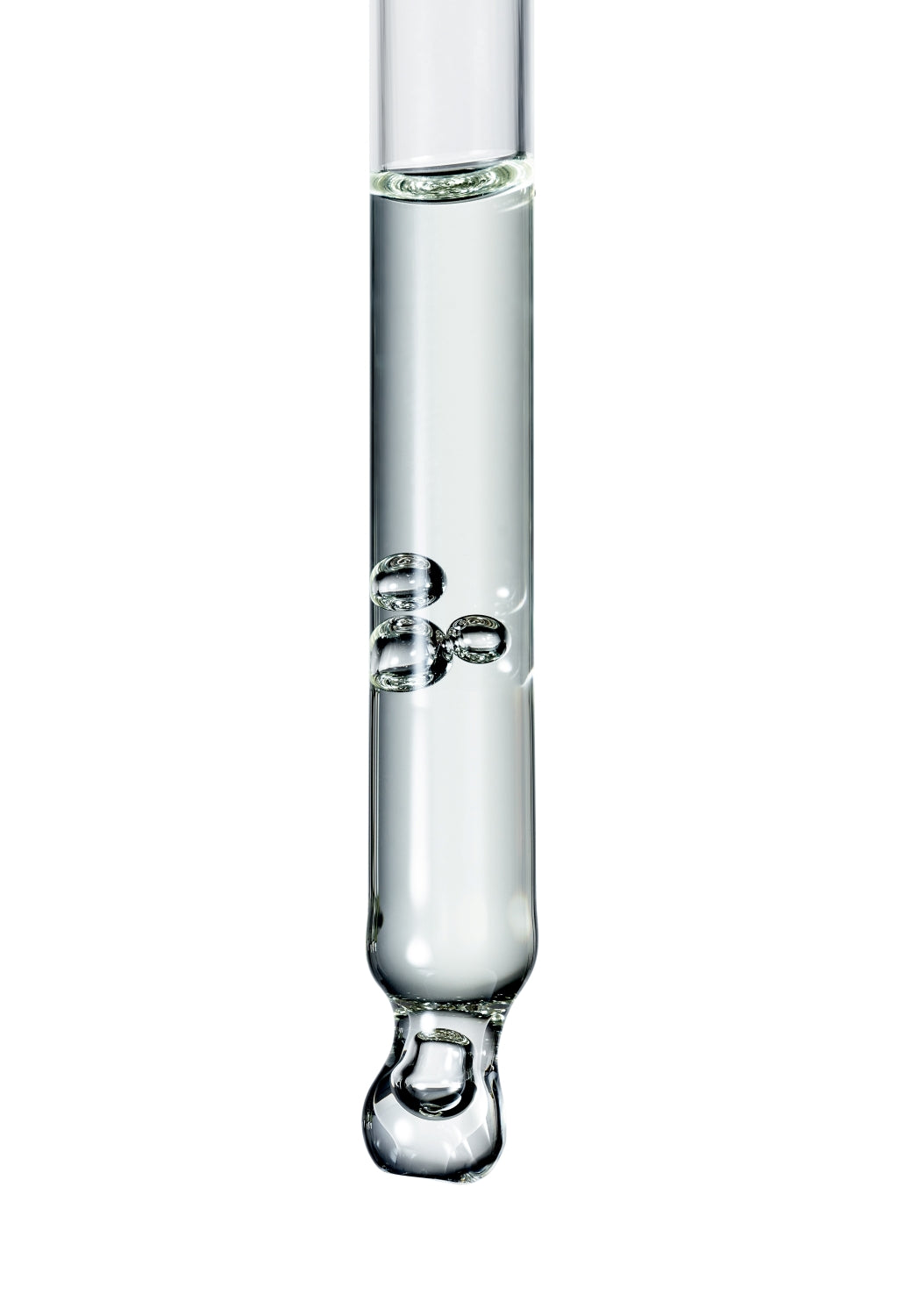 Botanical Serum Chanua – clear glass dropper tube with drops, white background – serum