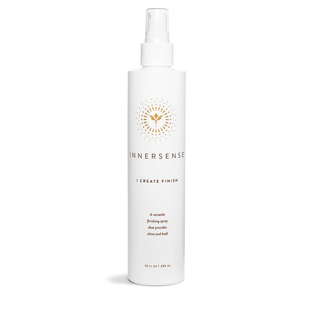 Innersense I Create Finish – weißes Sprayfläschchen 295ml, weißer Sprühkopf, weißer Hintergrund – Haarpflege