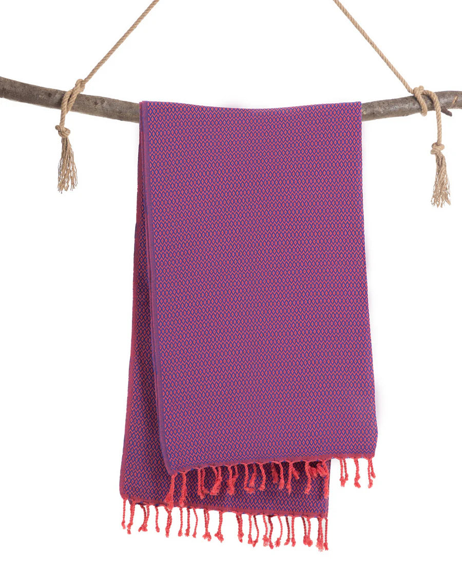 Hamamtuch Samos Fuchsia Blau
