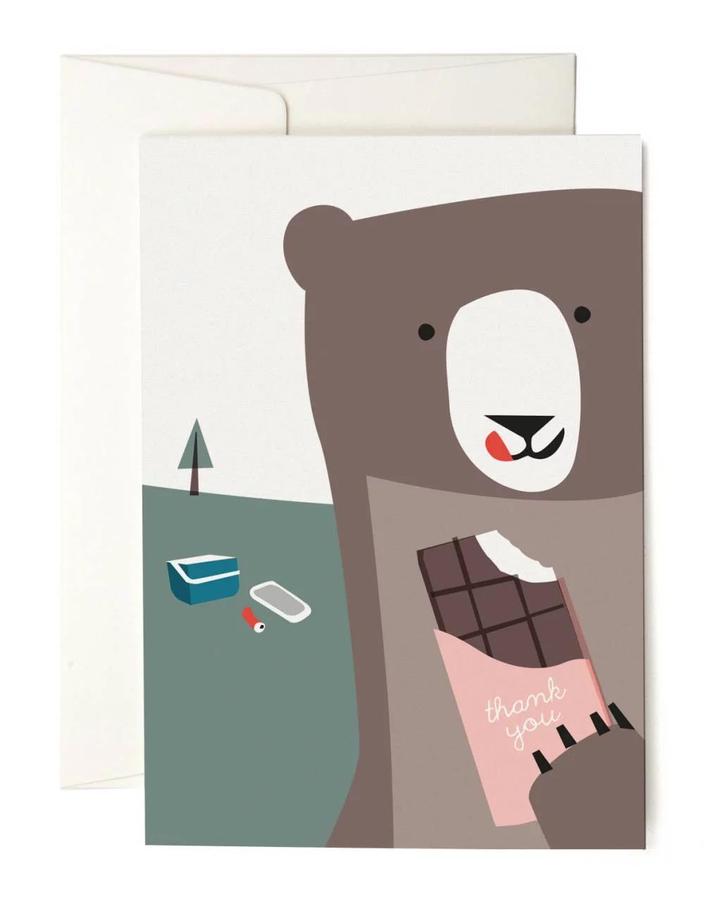 Bear with Chocolate Grußkarte