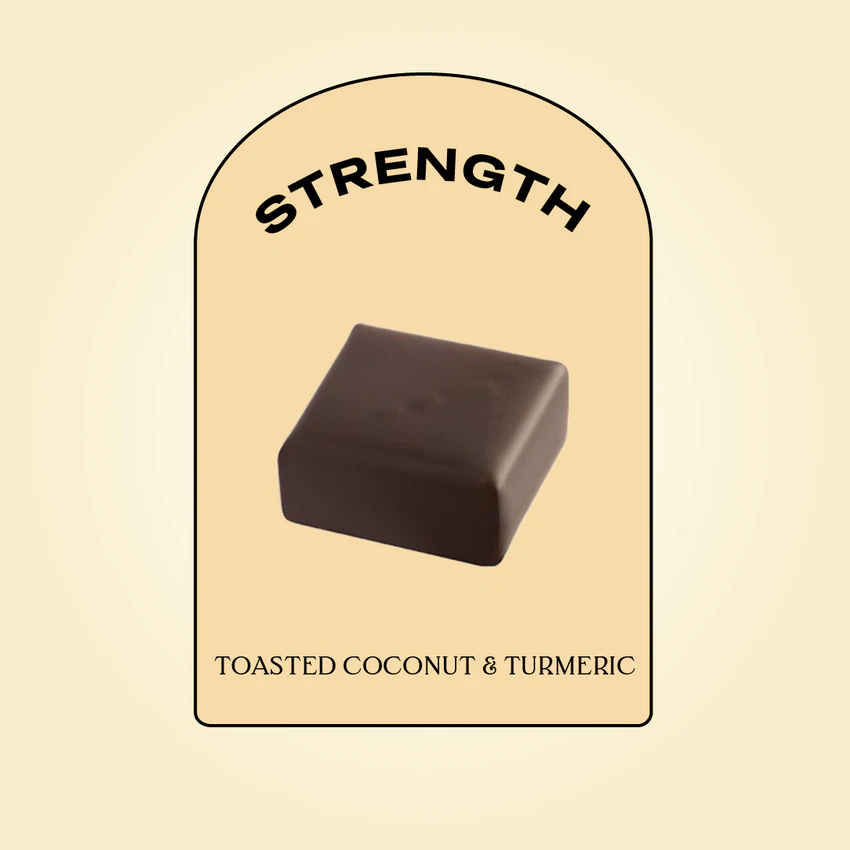 Nut Butter Chocolate Toasted Coconut Single – brauner Schokoladenblock, cremefarbener Hintergrund – Hautpflege