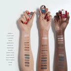 NYX Eye Shadow Generosity – rote quadratische Dose 1.2g, weißer Hintergrund, Arm-Swatches – Augenmakeup
