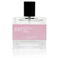 Bon Parfumeur 103 Tiaré – klares Glasfläschchen 30ml, schwarzer Verschluss, rosafarbene Etikette, weißer Hintergrund – Parfüm