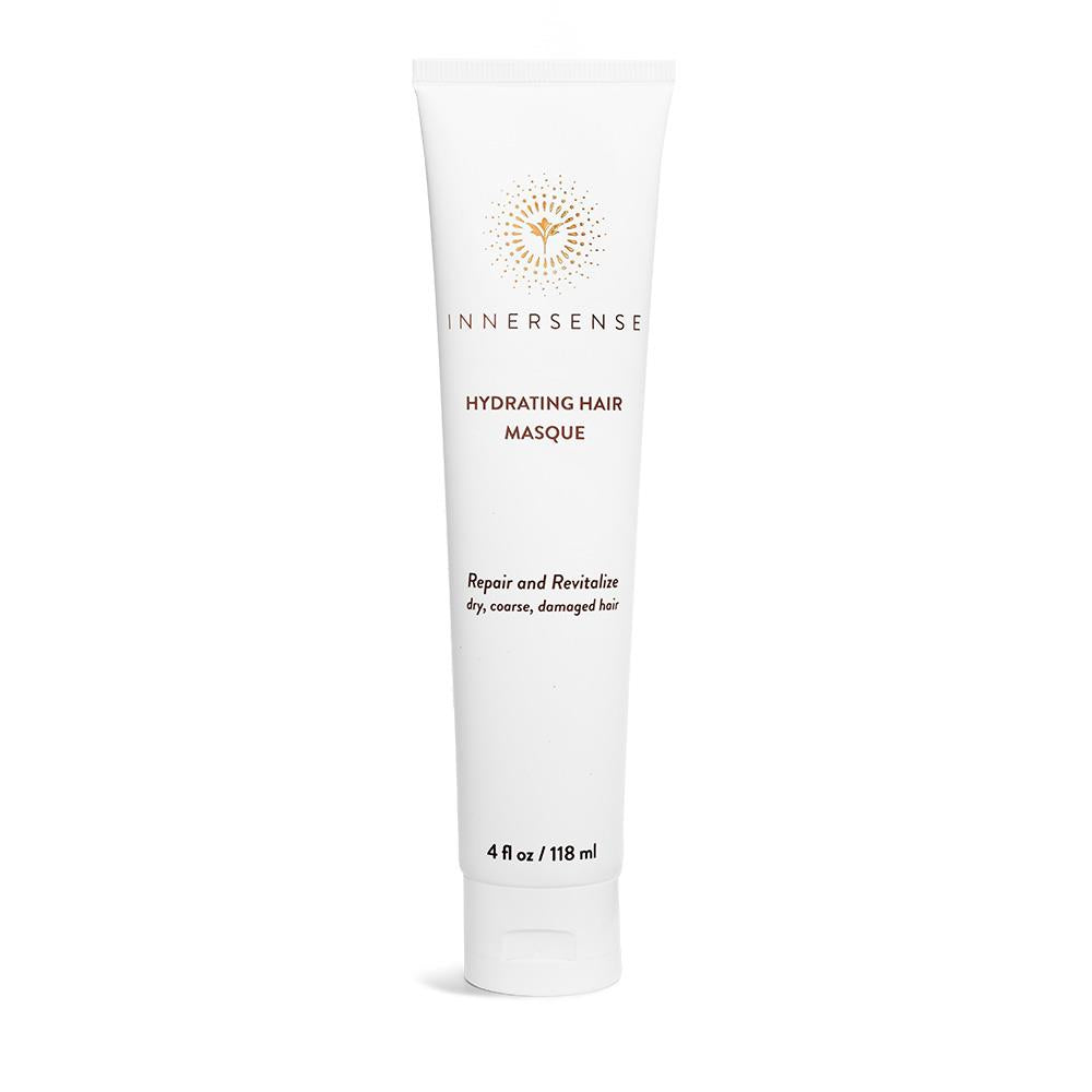 INNERSENSE Hydrating Hair Masque – weiße Tube 118 ml, weißer Deckel, weißer Hintergrund – Haarpflege