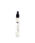 Conscious Wood Perfume Oil – clear glass bottle with dropper, white label and black cap, white background – perfume