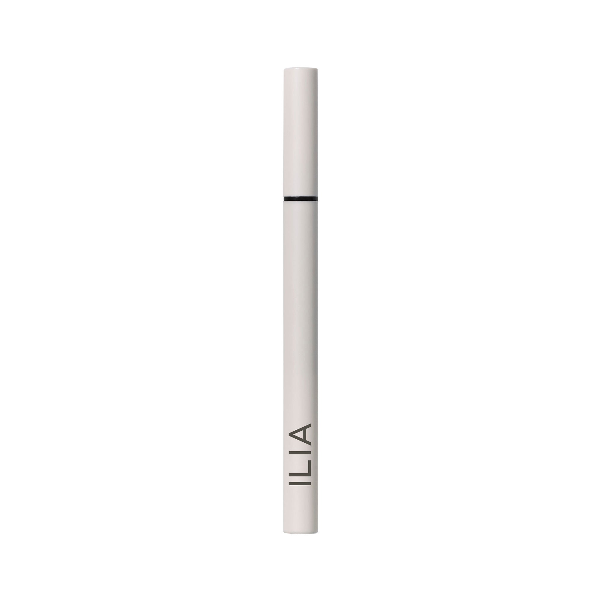 ILIA Clean Liquid Liner Midnight Express – cremefarbener Stift, schwarzer Ring, weißer Hintergrund – Augen-Make-up