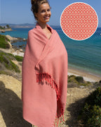 Hamamtuch Samos Fuchsia Beige