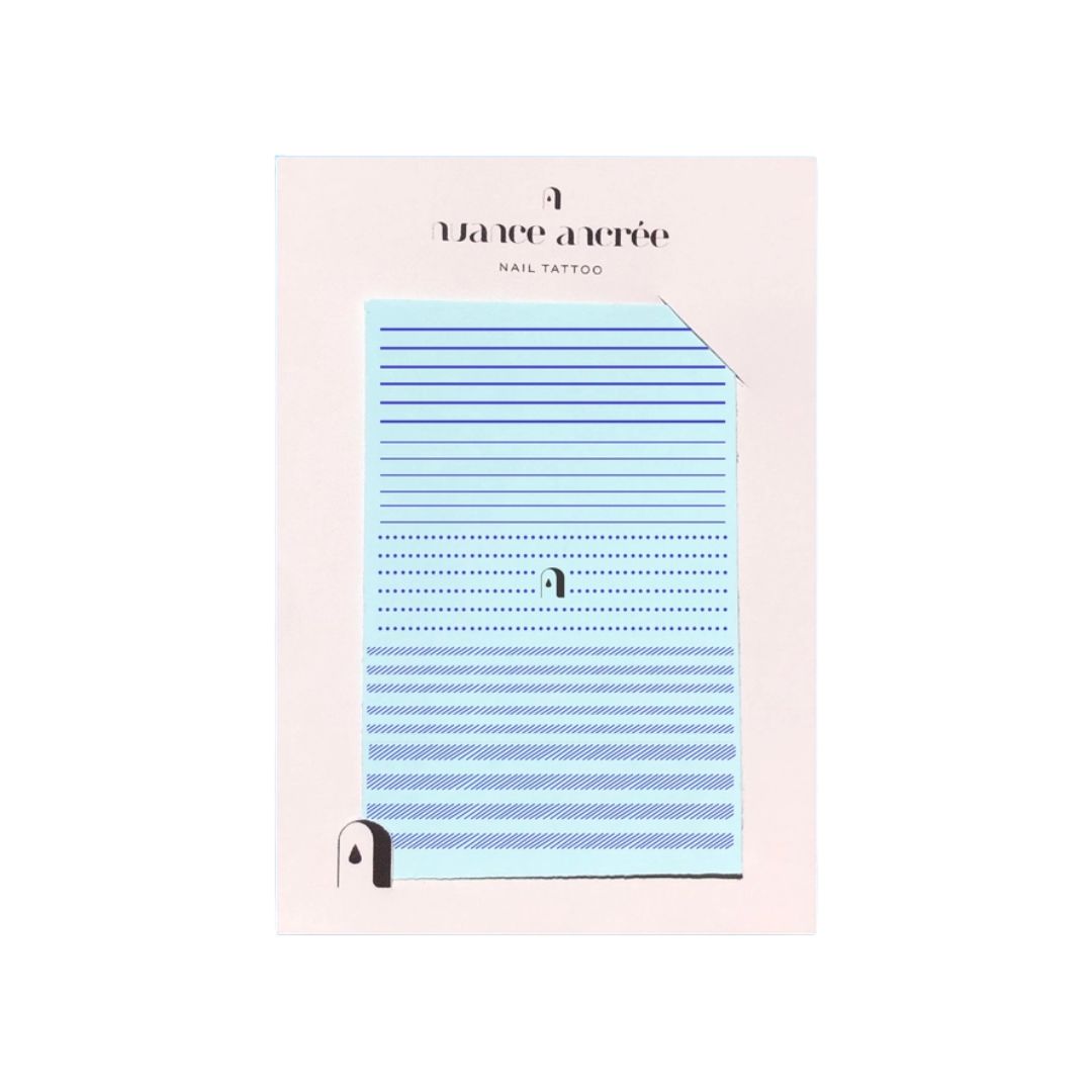 Nail Tattoo Tartan Blau