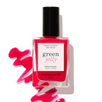 Manucurist Green Jelly nail polish in pink with black cap on white background, nail care