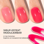 All About Jellies Kit: three fingernails with rot nail polish in different layers, manicure