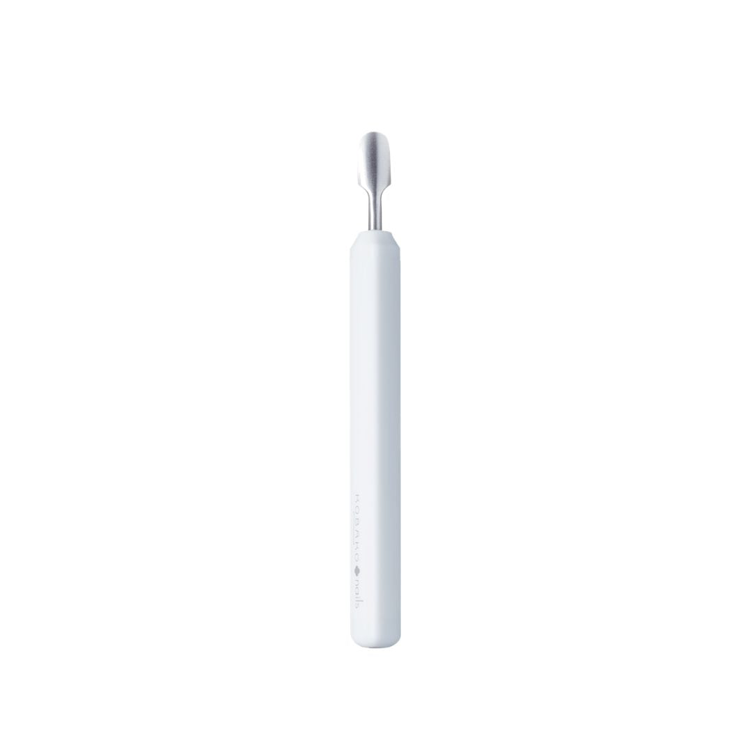 KOBAYASHI nails Cuticle Pusher M – white handle, silver tip, white background – nail care