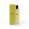 Abel Scene 03 Leather, Tonka, Vanilla – clear glass spray bottle with black nozzle, green box, white background – room spray