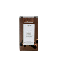 KORRES Argan Oil Advanced Colorant Gianduja 6.77 – braune Kartonverpackung, weißer Hintergrund – Haarfarbe
