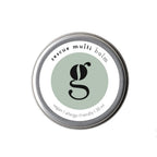 Rescue Multi Balm – silver metal tin 30ml, white label with green logo, white background – skin care