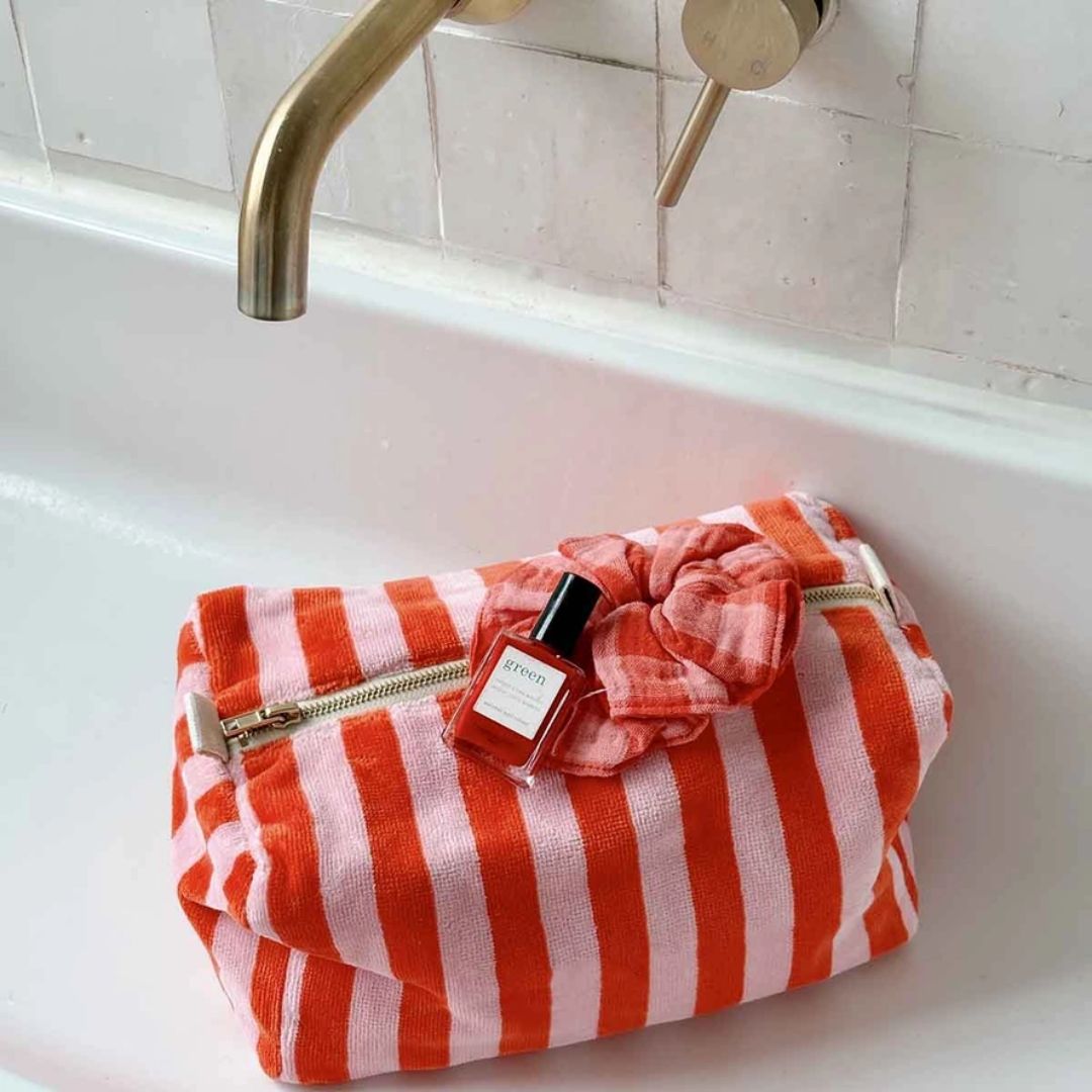 Vic Pouch Terry Stripes Pink/tomato