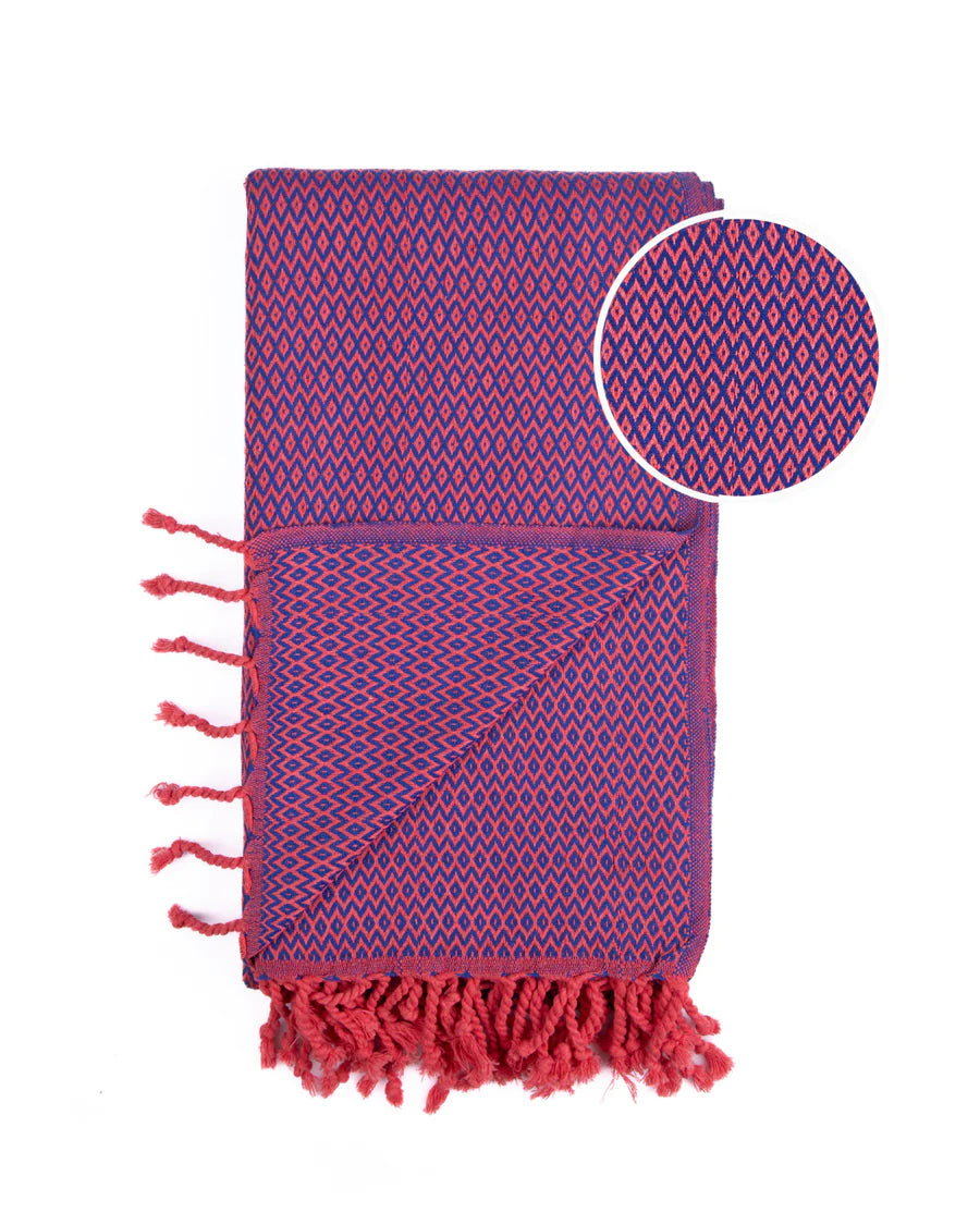 Hamamtuch Samos Fuchsia Blau