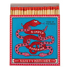 Year of the Snake Safety Matches – red box with blue snake design, white background – decor