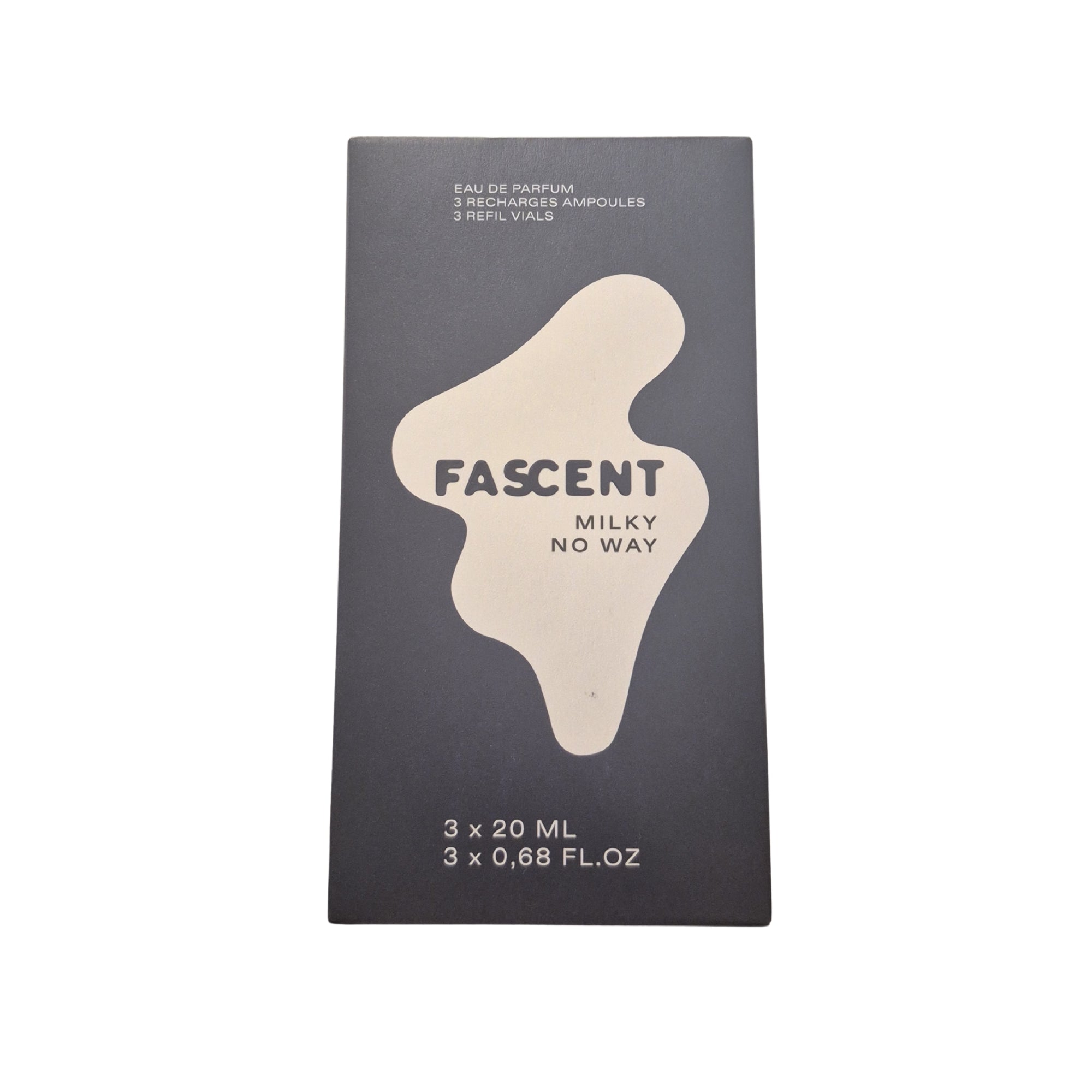 Fascent Milky No Way Eau de Parfum – 3 x 20ml Nachfüllampullen, schwarze Verpackung mit cremefarbenem Design – Parfüm