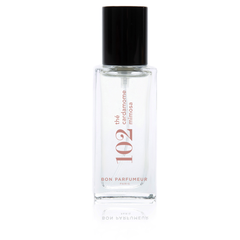 Bon Parfumeur 102 Tee Parfüm – klares Glasfläschchen mit schwarzem Sprühkopf, weißem Hintergrund – Parfüm