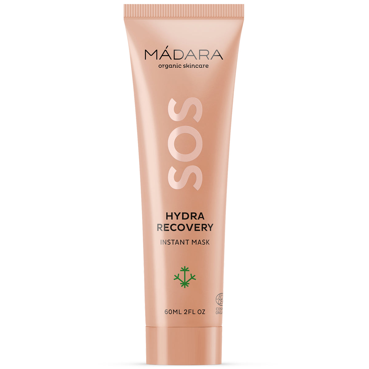 Mádara SOS Hydra Recovery Sofort-Maske in einer pfirsichfarbenen Tube, 60ml.