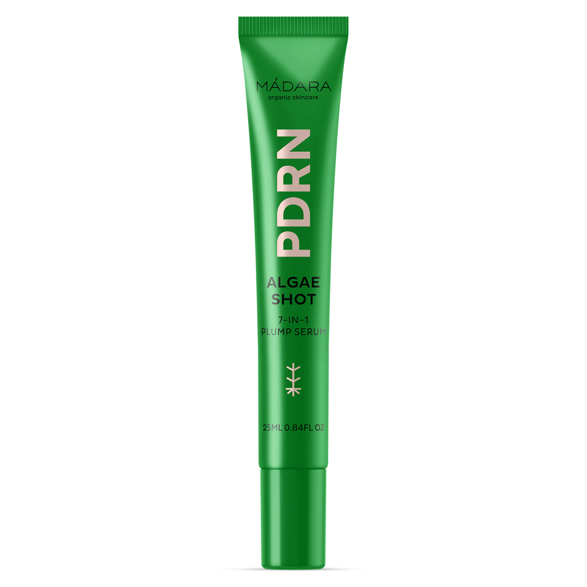 MÁDARA PDRN Algae Shot 7-in-1 Serum in a green tube with screw cap, 25ml.