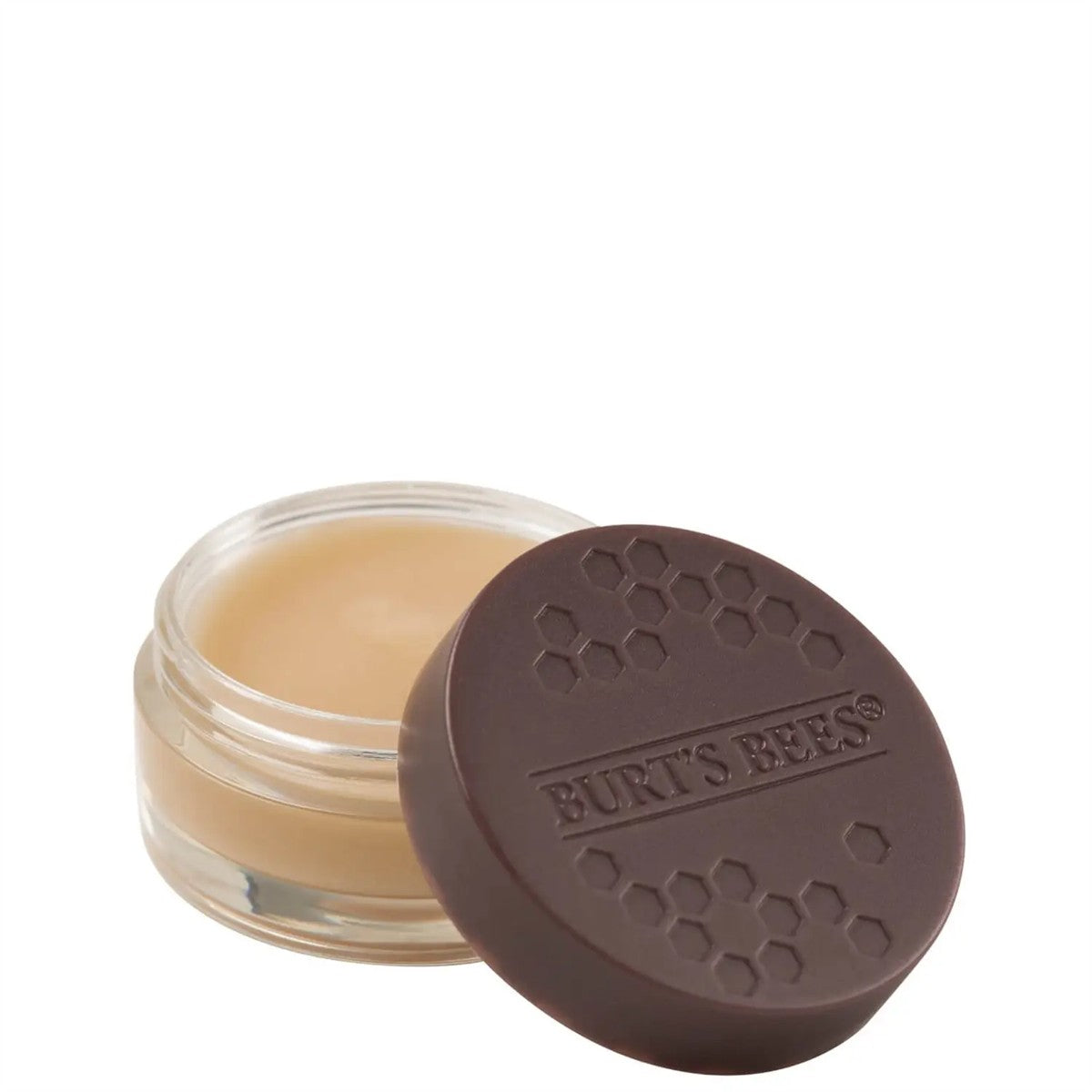 Burt's Bees Overnight Intensive Lip Treatment – durchsichtiger Glasbehälter, brauner Deckel mit Bienenwaben, weißer Hintergrund – Lippenpflege